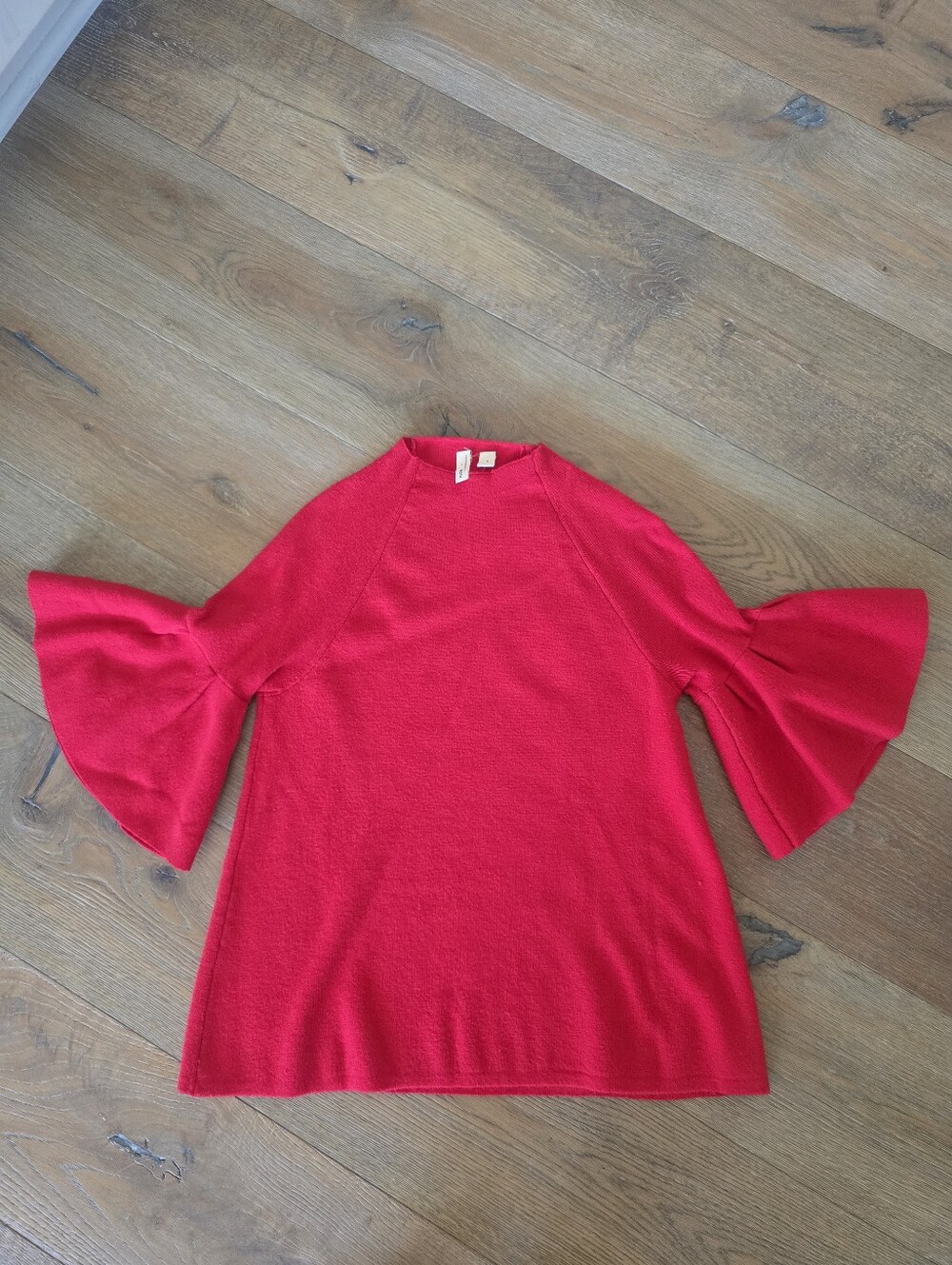 Anthropolpgie Women’s Red Bell-Sleeve Sweater Top